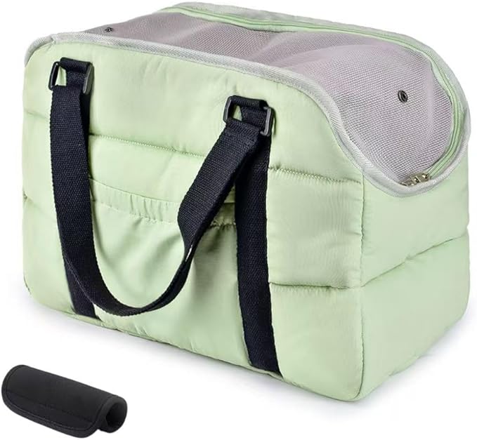 Small Dog Purse Bags,Dog Carrier Purses with Secure Harness Clip,Cotton Padded Interior, Durable Travel Pet Bag with Adjustable Strap,Green