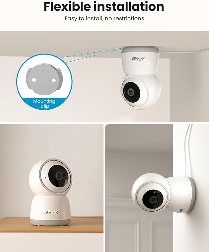ieGeek Indoor Camera, 2K Cameras for Home Security, 5G Security Camera Indoor, 360° Pet/Dog/Baby Camera with Phone App, AI Tracking, 2-Way Audio, Night Vision, 24/7 SD Card Storage, Alexa (2 Pack)