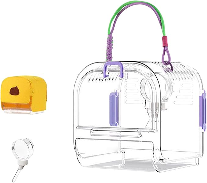 Portable Plastic Bird Cages for Outdoor, Lightweight Ventilated Travel Bird Cage with Handle, Waterproof Bird Carrier for Small Birds and Budgies, Easy to Carry (Purple)
