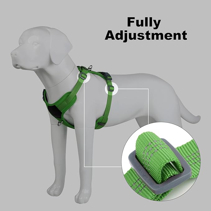 Plutus Pet No Pull Dog Harness, Release at Neck, Soft Padded, Reflective Adjustable Dog Vest Harness for Small, Medium, Large Dogs(Green, XL)