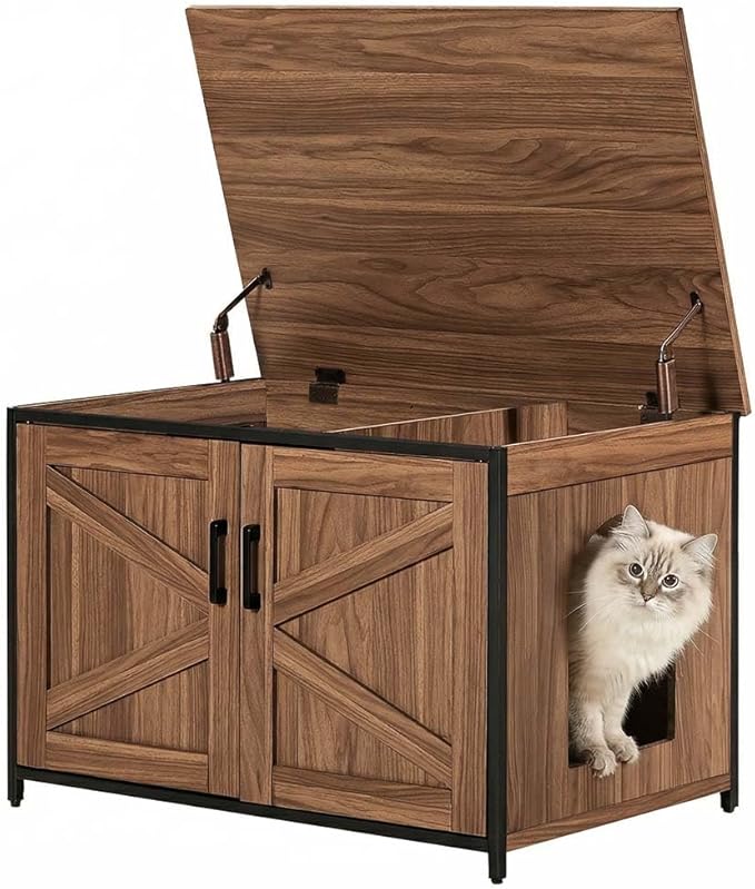 unipaws Top Opening Cat Litter Box Enclosure, Friendly to Elderly People, Waist or Keen Problem People, XL Extra Large Cat Box Furniture