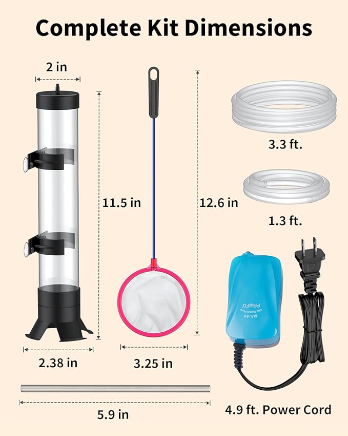 Pawfly Brine Shrimp Hatchery Kit, Shrimp Egg Incubator, Brine Shrimps Hatching Set, Artemia Hatchery with Air Pump, Live Brine Shrimps Net, Automatic Feeders & More