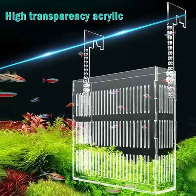 La La Pet®Adjustable Hanging Aquarium Plant Holder Acrylic Breeder Box for Fish Tank Transparent Hatching Incubator Box Isolation Box for Small Fish Large