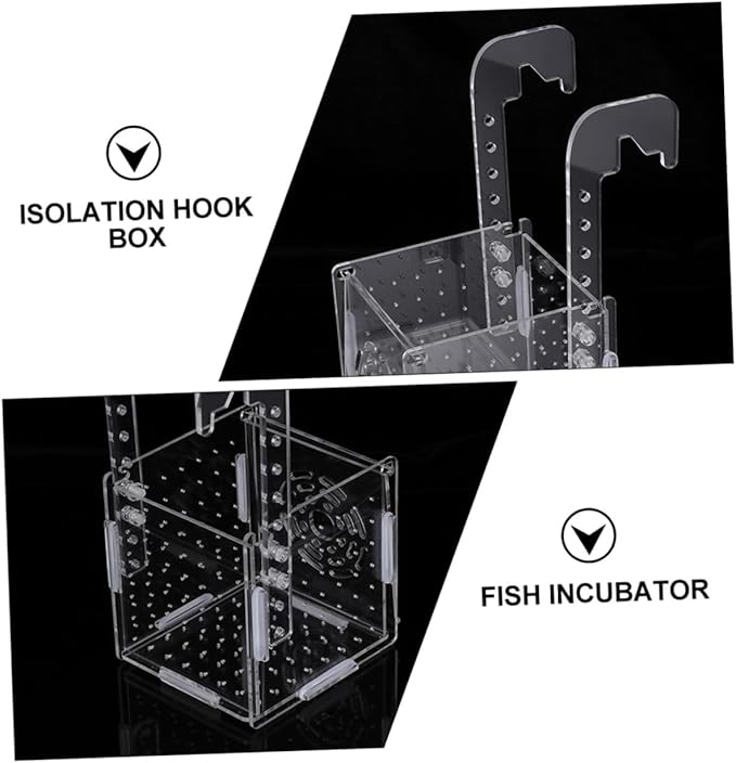 BESPORTBLE 2pcs Fish Tank Breeding Isolation Box Transparent Aquarium Incubator Fish Holder Hook Easy to Clean Safe for Breeding Improves Juvenile Survival Rate