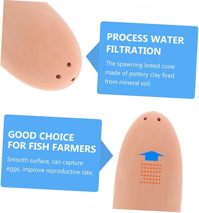 Light Brown Fish Spawning Breed Cone Medium Ceramic Incubator for Fresh and Saltwater Angelfish and Colorful Fish Breeding Tank Decoration and Easy Cleaning