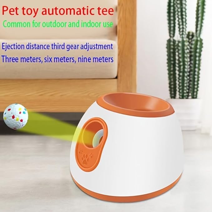 Eaacaa Automatic Ball Thrower for Dogs, 2025 Upgraded Ball Thrower with 3 Tennis Balls, Mentally Stimulating Training Dog Toy for Medium and Large Dogs (Blue)