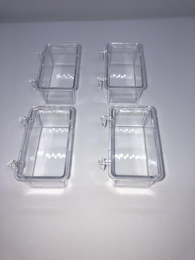 Bird Food Feeder Cup, Clear Acrylic, 3 oz Capacity, Cage Mountable,Set of 4 feeders, Size 3"x 1.5"