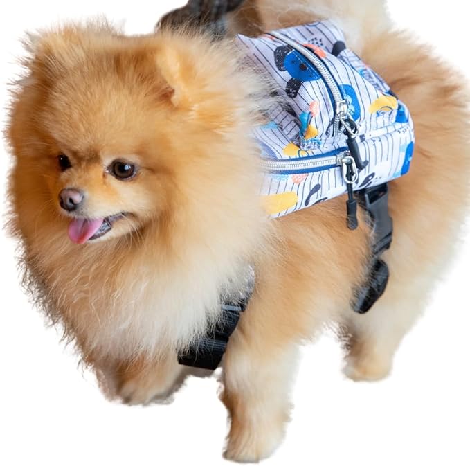 Pawlook Dog Backpack Harness – Street Smart | Waterproof, Adjustable, Breathable – Leash Attachment D-Rings, Poop Bag Pocket – Small & Medium Dogs – 8 Styles Woof S