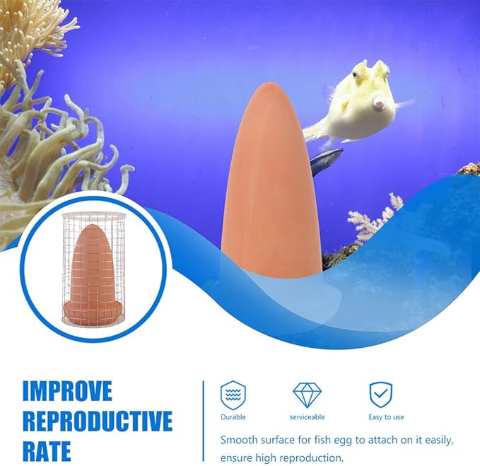 BESPORTBLE Discus Breeding Cone: Fish Breeding Cones Cave Ceramic Spawning Cave with Cage for Discus Fish Angelfish, 7.8 * 3inch