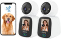 Noorio 5G Two Way Video Calling Camera, One Click Call 2K Pet Camera with Phone App, 360° PTZ Dog Cam with Speaker, Color Night Vision, 2.4 Inch Screen, CL200 2Pcs