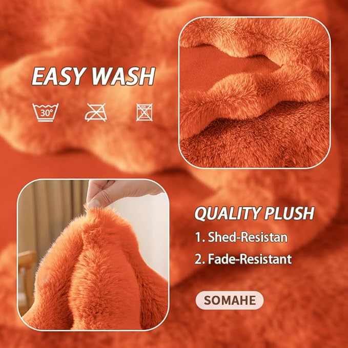 Self-Warming Cat Blanket, Dual-Side Plush Sherpa Throw with Anti-Static, Snuggle Mat for Kittens & Cats, Cozy Bed Topper for Windowsills & Couches, Machine Washable & Dryable, 21x18 Inch Orange