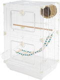 Two-Tier Bird Cage Medium Small Bird Cage Flight Cage with Stand Food Containers 30’’h Bird Cages with Pull Out Tray and Feeder Detachable Pet Flight Birdcage for Parrot Lovebirds (E)
