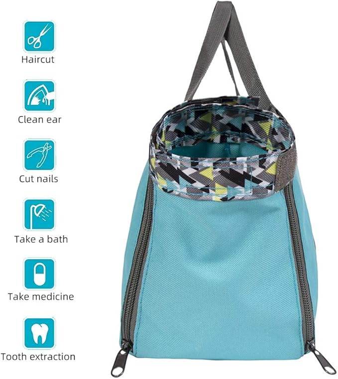 Cinf Cat Nail Clipping Cleaning Grooming Restraint Bag （Free Muzzle） No Scratching Biting for Bathing Nail Trimming Injecting Examining (Blue,M)
