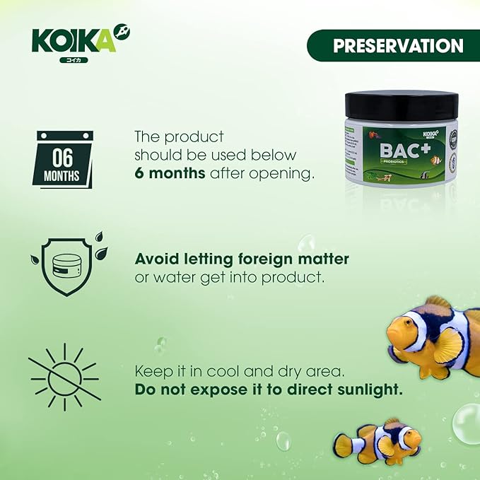 KOIKA BAC+ Aquarium Probiotics Powder, Improves Water Conditions for Fish and Shrimp, Supports Clean Water and Tank Balance, for Aquatic Use Only (BAC+(Powder), 2.82 oz)
