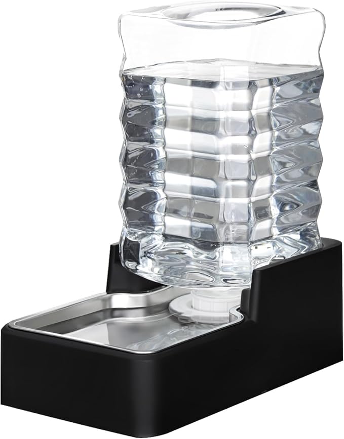 RIZZARI Stainless Steel Pet Water Feeder: 8L Gravity Waterer, Leak-Proof Auto Refill - Anti-Tip Stay-Put Base - No Power Needed - Easy Clean - for 20-35 lb Dogs - Home/Kitchen/Living Room