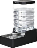 RIZZARI Stainless Steel Dog Water Dispenser : 10L Lagre Capacity Gravity Waterer - Anti-Tip Stay-Put Base - No Power Needed - Leak-Proof Auto Refill - for Large Dogs - Apartment/Office/Pet Corner