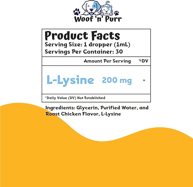 Lysine for Cats - L-Lysine for Cats - May Help with Respiratory Health, Sneezing, Runny Nose & More - Cat Cold Relief - Cat Sneezing Treatment - 1 fl oz