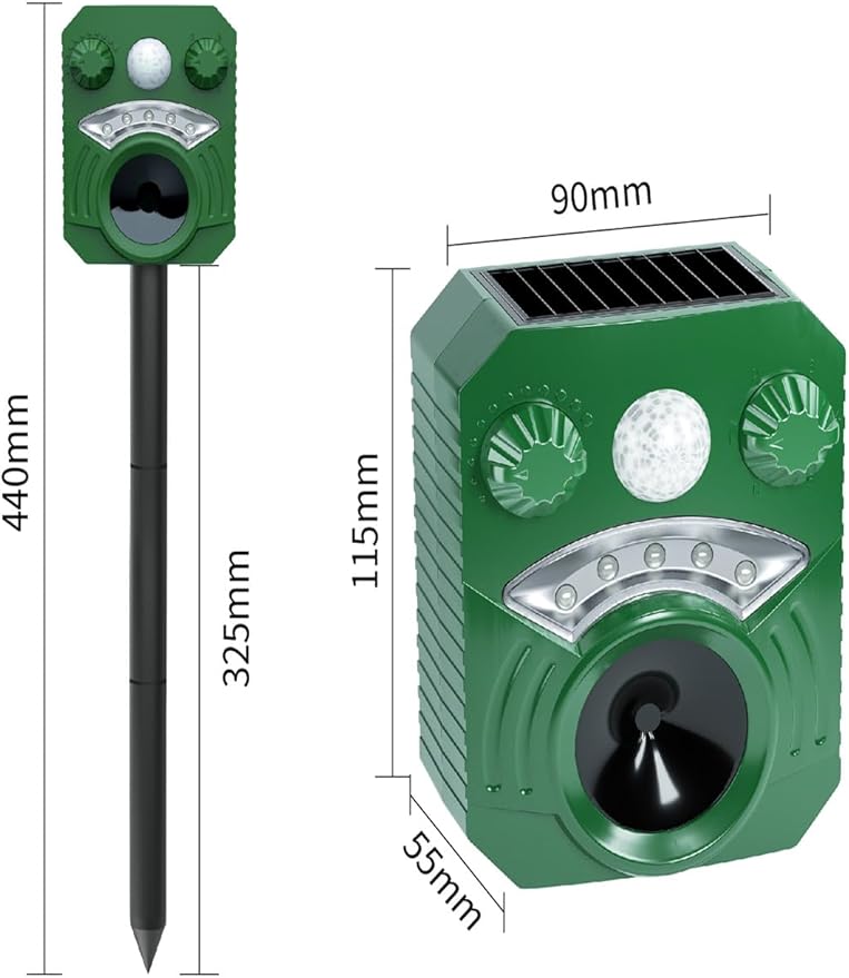 Ultrasonic Repellers Devices with Motion Sensor,Outdoor Repellent Cat Deer Squirrel Raccoon Deterrent Rabbit Coyote Skunk Armadillo Animal Scare Pest Control