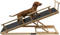 7 Adjustable Dog Ramp for Bed, Couch - 63" Foldable Birchwood Dog Ramp with Safety Rails, Non-Slip EVA Surface & DIY Glow in The Dark Strips, Wooden Pet Ramp for Large Dogs Supports 250Lbs