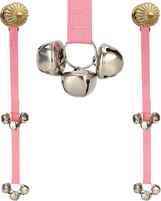 Dog Door Bell for Potty Training, Adjustable Length and Height, Pink
