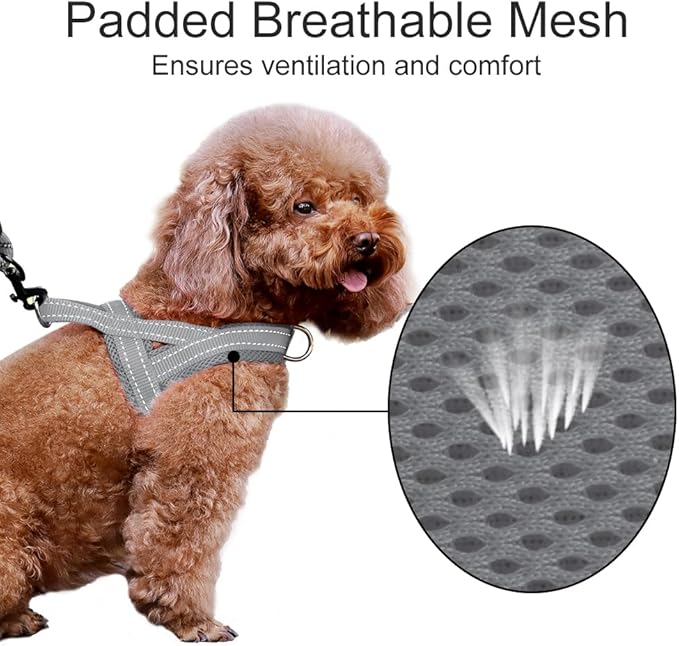 Plutus Pet No Pull Dog Harness with Breathable Mesh Padded, Adjustable Reflective Escape Proof Dog Harness, Quick Fit Dog Vest Harness for Small Medium Large Dogs(XL, Gray)
