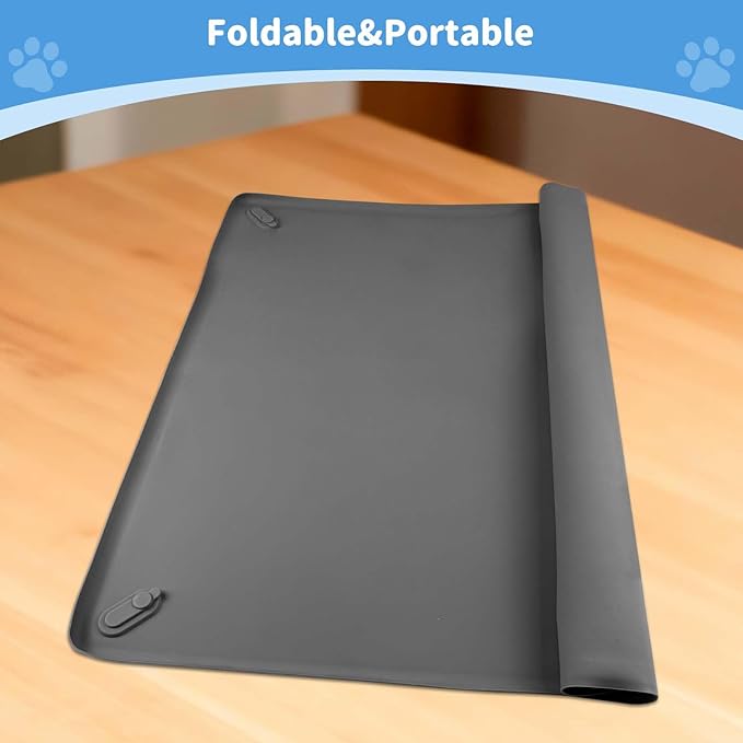 ALOOF Silicone Dog Pee Pad Holder 24x24 in, Puppy Potty Training Tray with Magnetic Snaps & Raised Edges, Non-Slip Floor Protector, Gray