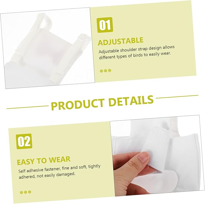 Yardwe Bird Diaper for Birds Breathable Parrot Clothing Accessory for Outdoor Activities Fits Parakeets Cockatiels and Pigeons White