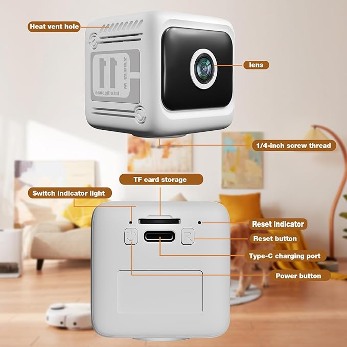 2K Mini Wireless Security Camera, Indoor Home WiFi Camera, Night Vision, Motion Detection, Pet Monitor & Elderly Care, WiFi 6(2.4G Only), Multi-User Sharing, White