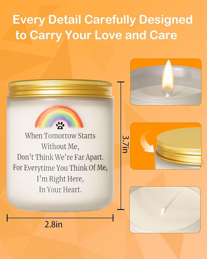 Dog Memorial Gifts for Loss of Dog, Pet Memorial Gifts, Sympathy Gift for Pet Loss with Poem, Rainbow Bridge Remembrance Candle, Passed Away Condolence Present for Pet Lovers, Cat Dog Grief Keepsake
