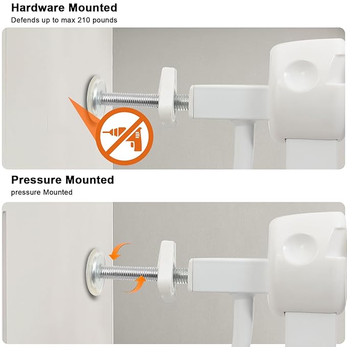 Extra Wide Baby Gate Extra Tall Dog Gate for Stairs Doorways White Metal Tension Child Pet Safety Gates with Pressure Mount 38.5-43.5 Inch Wide