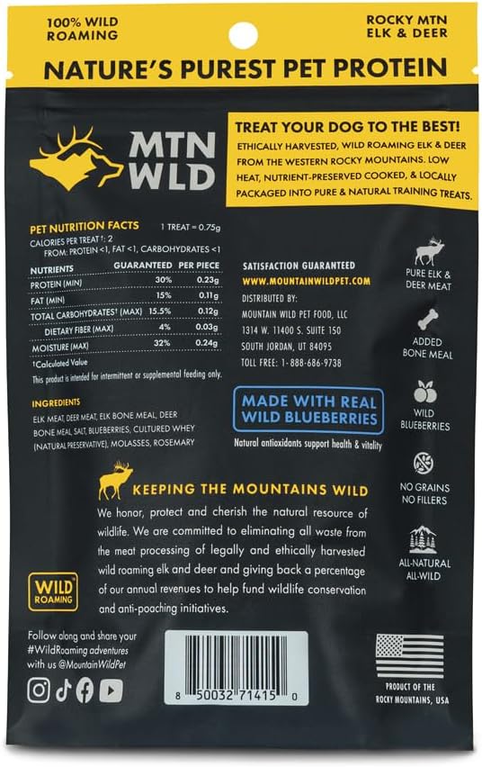 Wild Blueberry Elk & Venison Dog Training Treats (4 Ounce (1 Pack), Blueberry)