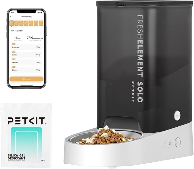 PETKIT Automatic Cat Feeder, 2.4G WiFi Automatic Dog Feeder, App Control Pet Food Dispenser with Triple Fresh-Lock System, Up to 10 Meals Per Day, Schedule Feeding, Food Shortage Alert, 3L Capacity