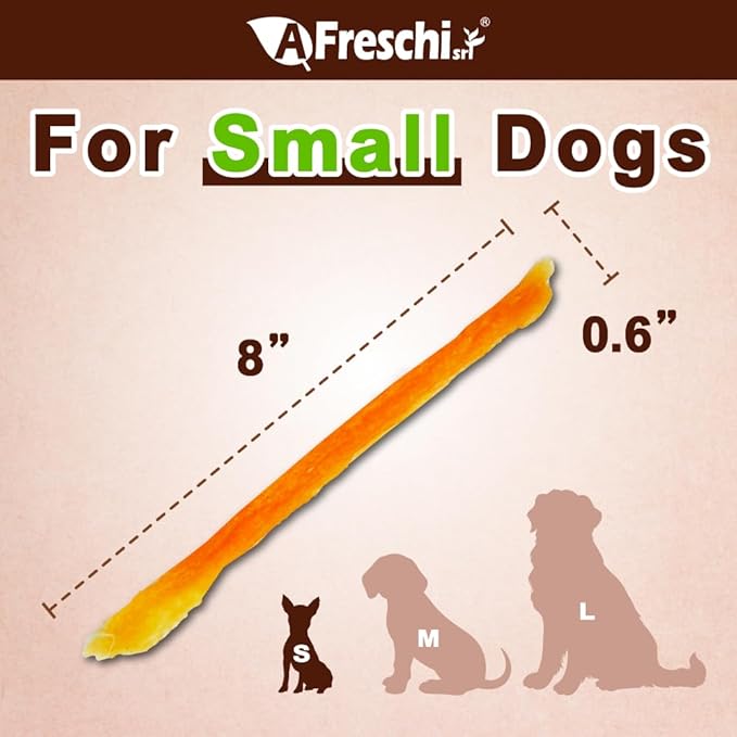 A Freschi srl Turkey Tendons for Dogs, Long-Lasting, Hypoallergenic Rawhide Alternative, Human Grade, Healthy Puppy Chews, Natural Dog Treats for Small Dogs, Strips, 10 Pack Box