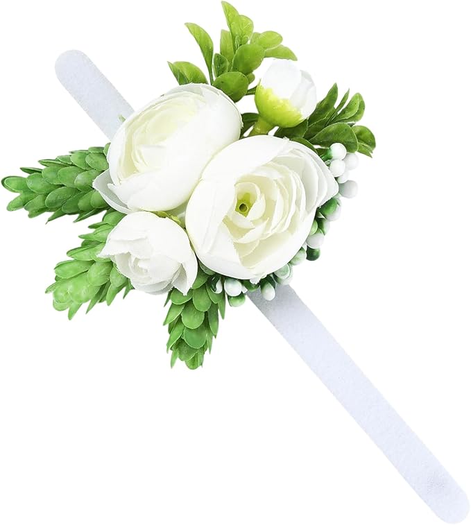 Pet Collar Flower Dog Wedding Flower Bow Tie Removable Floral Accessory for Dog Collar Elegant Rose Charm for Wedding Ceremony Puppies Cats Grooming, Pet Photo Prop (White)