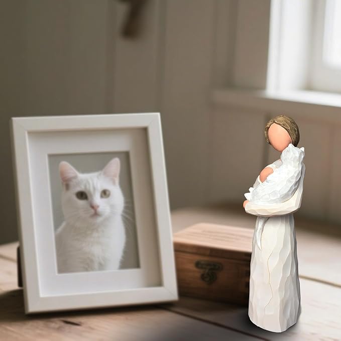 FRUMOASA White Cat Memorial Gifts, Loss of Cat Sympathy Gifts for Cat Mom, Pet Cat Remembrance Gifts, Cat Angel Figurine Statue for Cat Lovers in Memory of Passing Away Cat