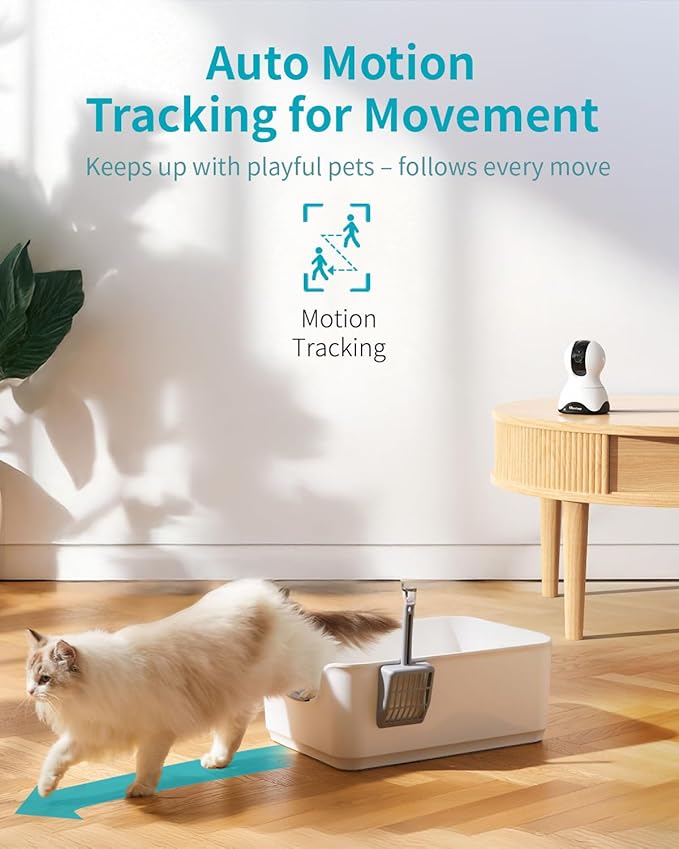 VIMTAG 5G Indoor Security Camera, 4MP Pet Camera with Speaker for Dog/Cat, 360° View Baby Monitor with Phone App, Home/Room/Nanny, Dual-Band WiFi, Motion Tracking, 2-Way Audio, Cloud & SD Card Storage