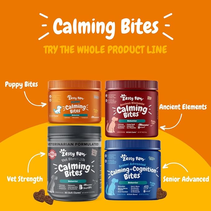 Zesty Paws Calming Chews for Dogs - for Everyday Stress, Relaxation, Composure, and Separation Turkey 90 Count