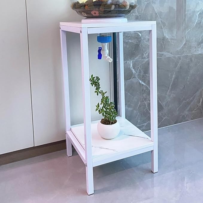 Upcycled Aquarium Kit with Stand - 5 Gallon Fish Tank Starter Kit with Drain Valve & Feeding Port for Easy Cleaning (Iron Stand)