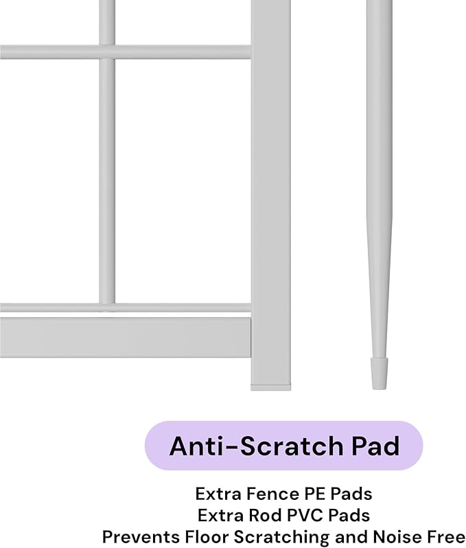 SunsGrove Indoor Dog Playpen, 32 Inch 2 Panels Play Pen for Small and Medium Dogs, Easy Setup Anti-Rust Pet Fence, White