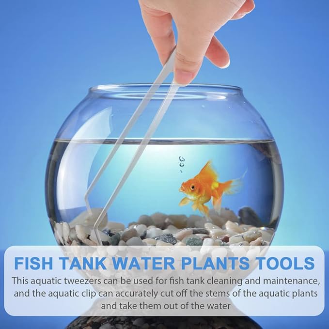 POPETPOP 2pcs Stainless Steel Aquarium Tweezers Straight Curved Tongs for Water Plants Fish Tank Maintenance and Feeding Ergonomic Design Easy to Use