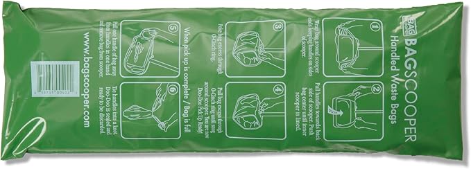 Large Dog Waste Bag Refill Pack, 50 Count with easy-tie long handles, unscented, custom fit for Bag Scooper pooper scooper
