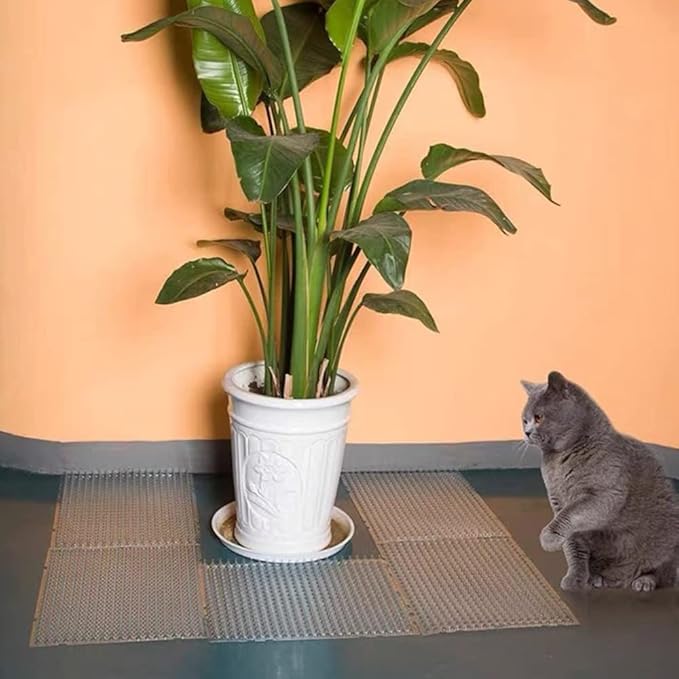 16PCS Cat Spike Mat Outdoor Indoor Cat Deterrent Scat Mat Keep Cats/Dogs Off Counter Pet Deterrent Training Mats Plastic Mats with Spikes (18.3 Sq.ft,16" x 13"