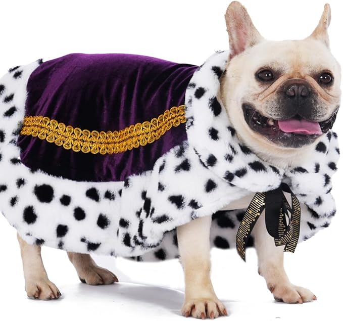 Lovelyshop pet Serial Lux Fur Purple Cat Dog Cloak for Halloween Costumes, King Queen Prince and Princess Cosplay-M/Oversize