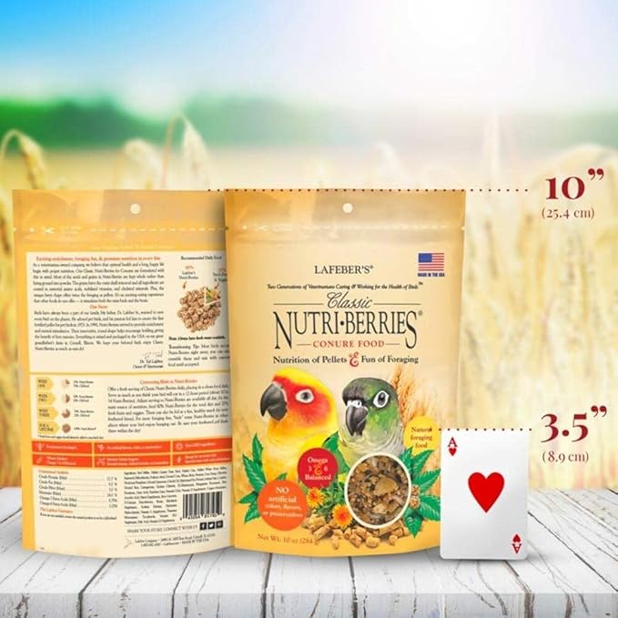 LAFEBER'S Classic Nutri-Berries Conure Food, Made with Non-GMO and Human-Grade Ingredients, for Conures (Classic 10 oz)