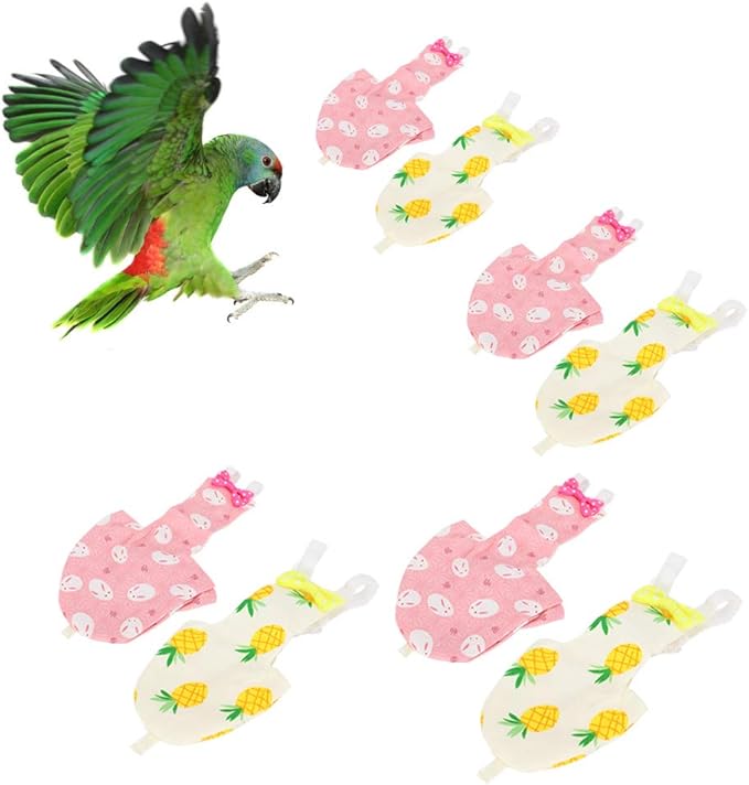 Pet Bird Cute Diaper, Parrot Diaper Flying Costume Reusable Diapers Bird Diapers Flight Suite for Parrots Pigeons Pet Supplies (M Yellow)