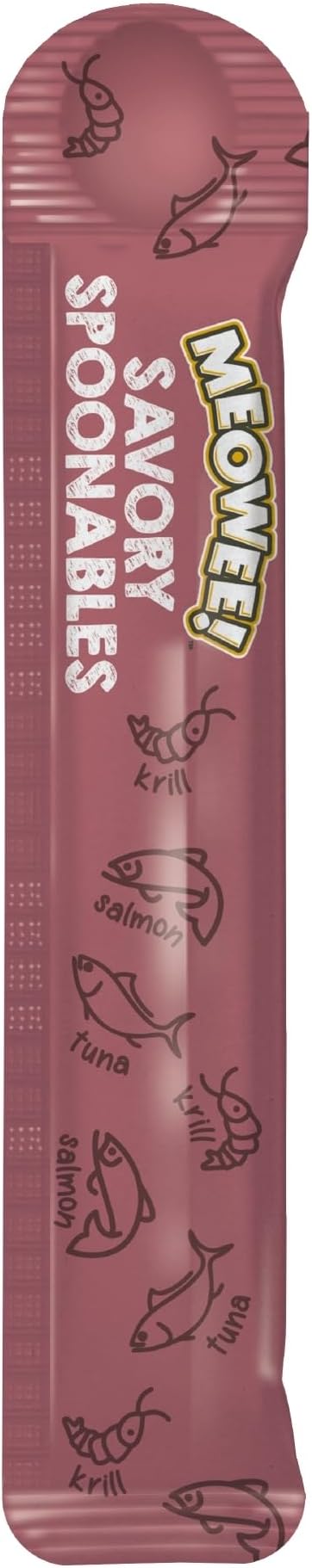 Savory Spoonables with Real Salmon, Tuna and Krill for Cats, 4 Count, Treat Your Cat to Triple Flavor Squeezable Lickable Wet Treats with Built-in Spoon for Less Mess (Pack of 2)