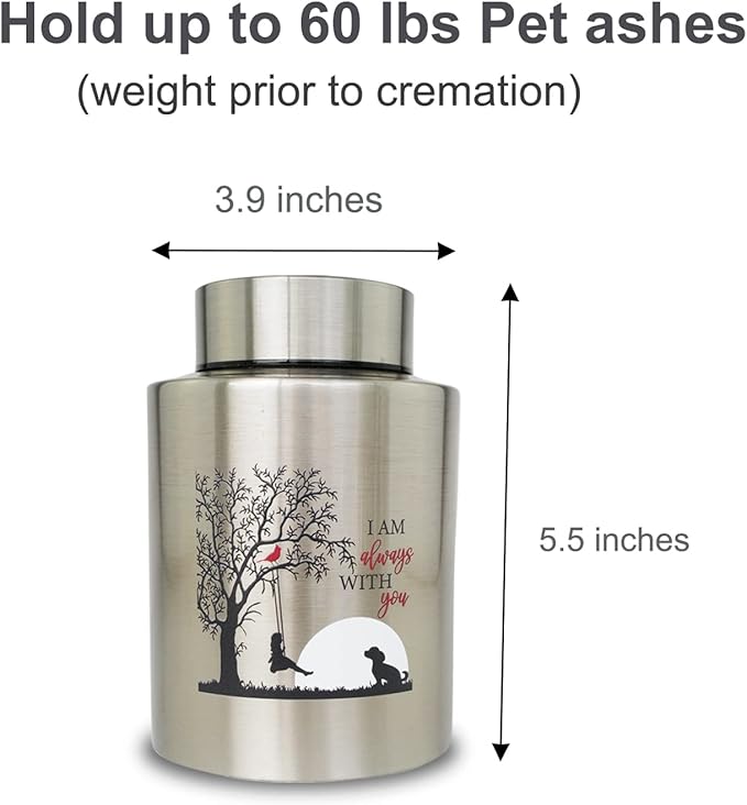 Pet Cremation Urns for Dogs Ashes, Up to 60 lbs Dog Memorial Keepsake Urns for Ashes-Medium (I Am Always with You)