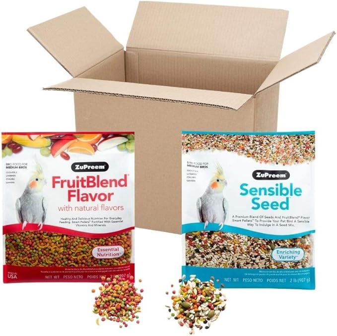 ZuPreem Bundle FruitBlend Flavor Pellets & Sensible Seed for Medium Birds, 2 lb (Pack of 2) - Essential Nutrition & Enriching Variety
