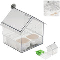 Pull-Out External Parrot Feeder, No Mess Hanging Bird Feeder for Cage, Multi-Function Transparent Bird Seed Platform Parrot Bath Tub Pet Feeding & Watering Supplies Easy to Clean (White)