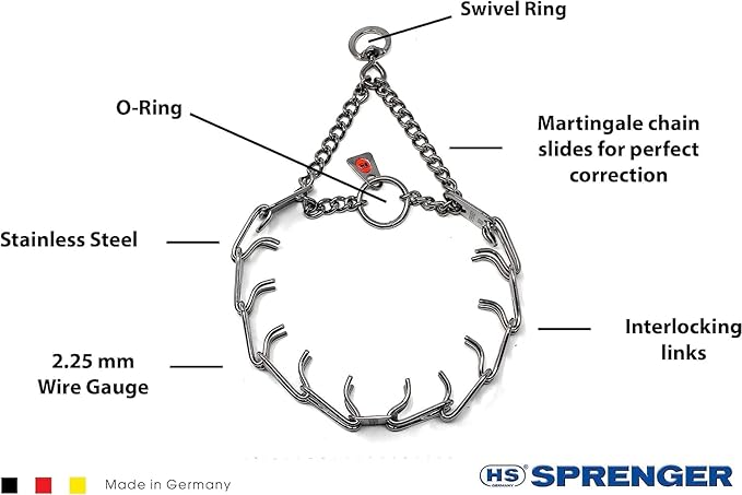 HS HERM. SPRENGER GERMANY Stainless Steel Prong Dog Training Collar with Swivel Ultra-Plus Pet Pinch Collar No-Pull Collar for Dogs Made in Germany 4mm x 25in Large